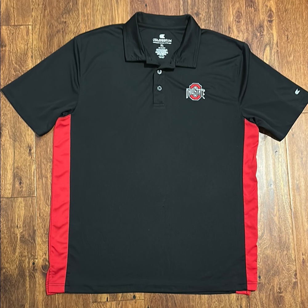Colosseum Men's Black and Red Ohio State Polo Shirt size XL
